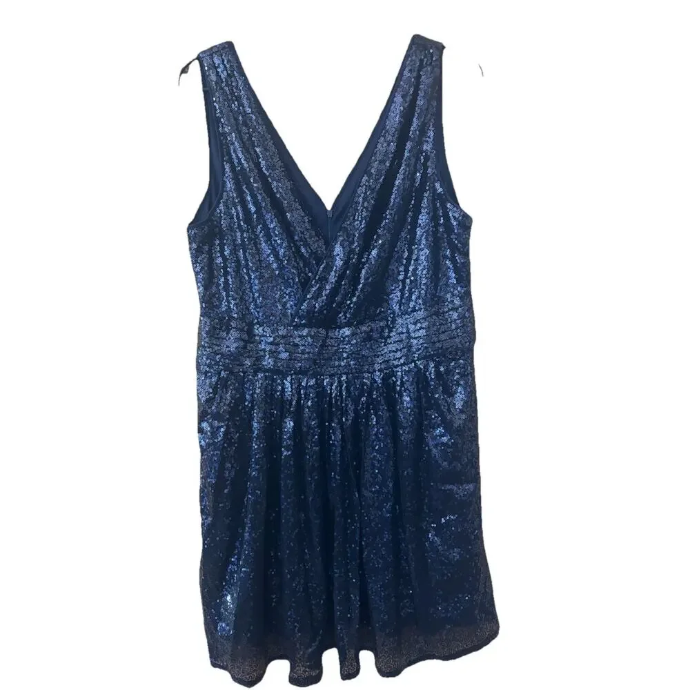 Kate Kasin Sequin Dress Sz 18 NWT Navy Blue Glam Indie Romantic Formal
